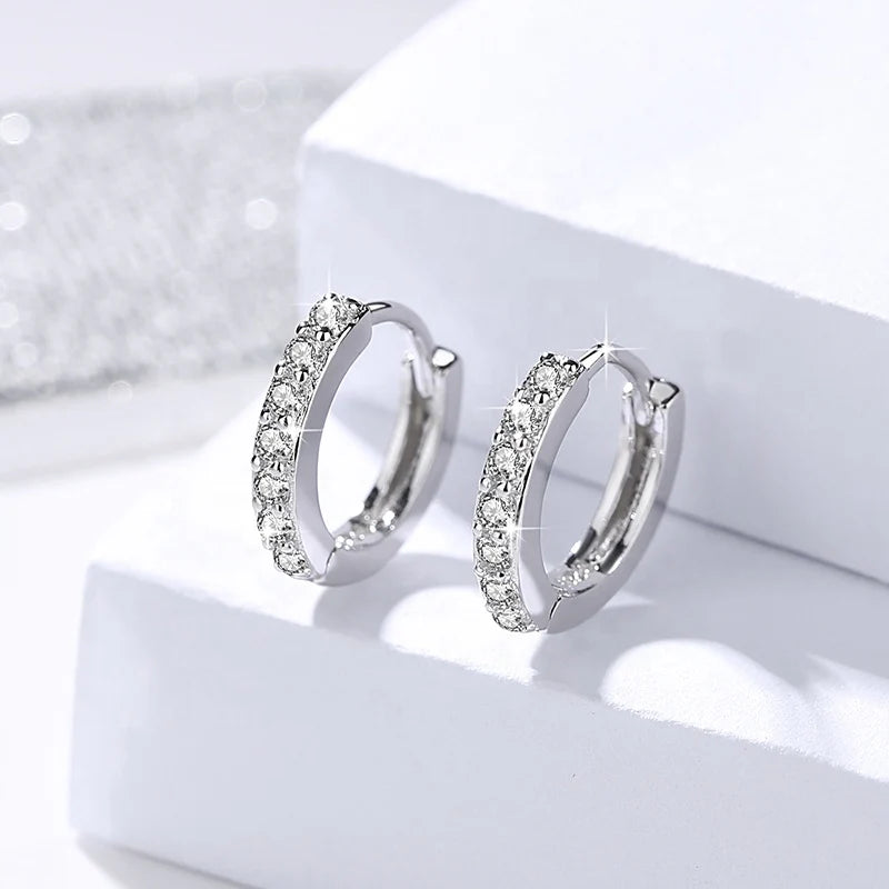 CZ Micro Pave Huggie Earrings for Women — 925 Sterling Silver, Hypoallergenic