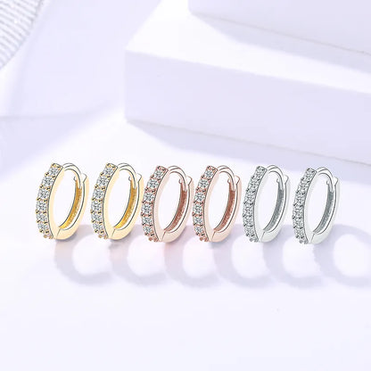 CZ Micro Pave Huggie Earrings for Women — 925 Sterling Silver, Hypoallergenic